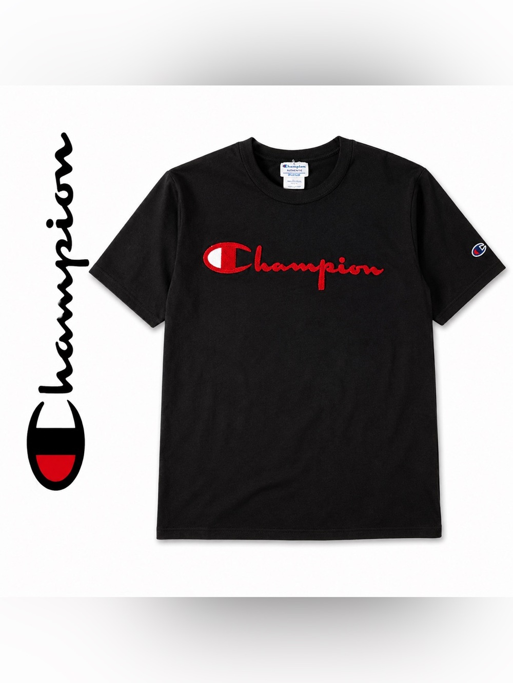 Champion Y2K Script Logo Tee Black Men’s Medium